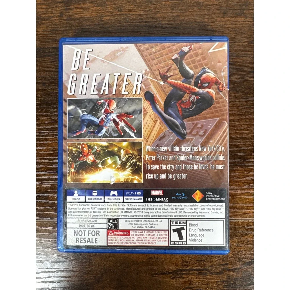 Marvel‎ Spider-Man Sony PlayStation 4 PS4 Insomniac Games Action Adventure 2018